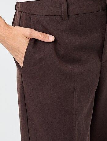 Pantalone da donna a sigaretta tinta unita in tessuto armaturato