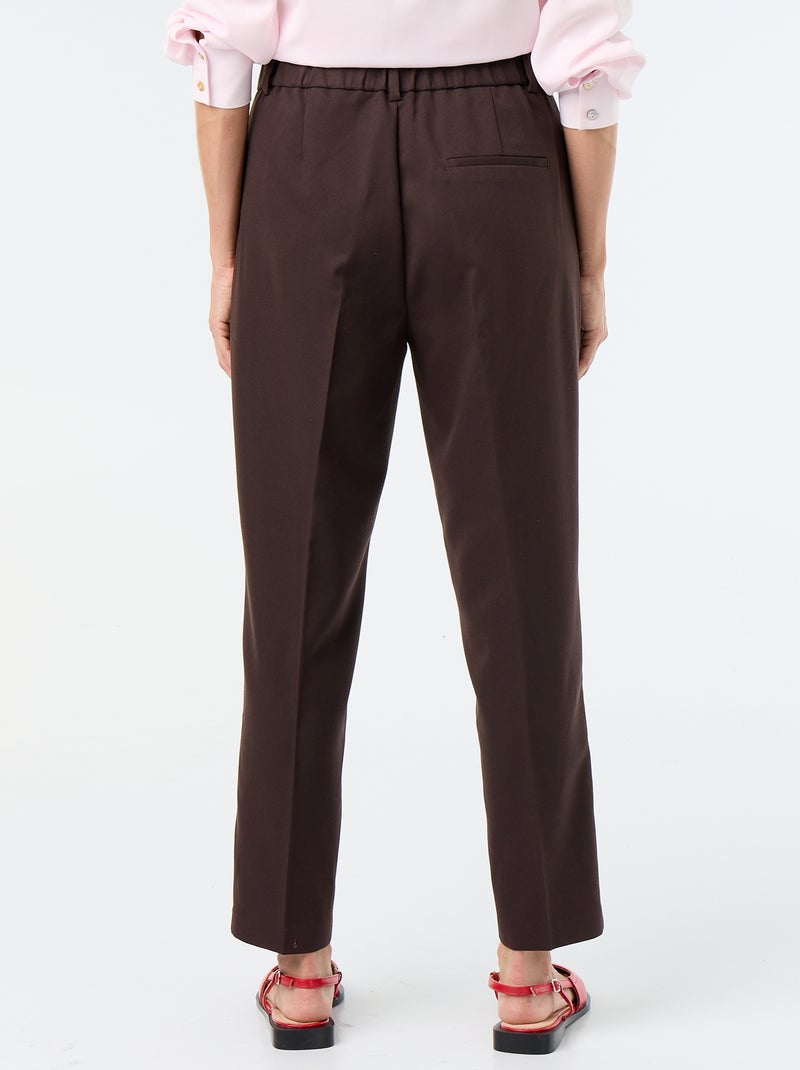 Pantalone a sigaretta tinta unita con 2 tasche Marrone - Kiabi