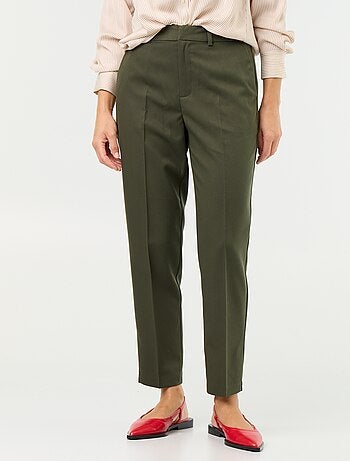 Pantalone da donna a sigaretta tinta unita in tessuto armaturato