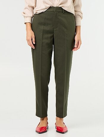 Pantalone da donna a sigaretta tinta unita in tessuto armaturato