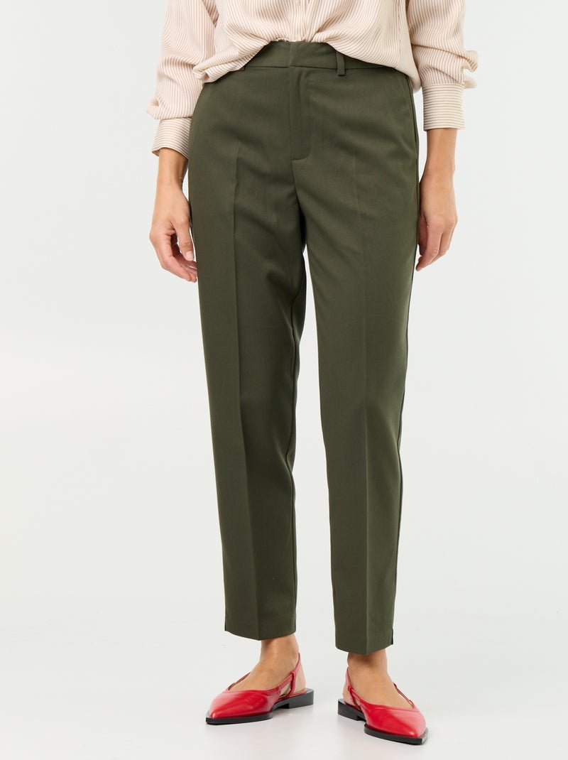 Pantalone a sigaretta tinta unita con 2 tasche Verde - Kiabi