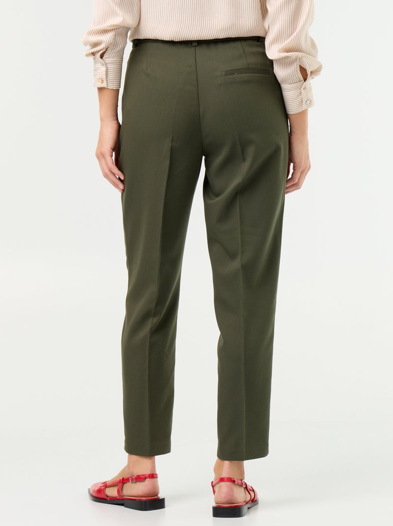 Pantalone a sigaretta tinta unita con 2 tasche Verde - Kiabi
