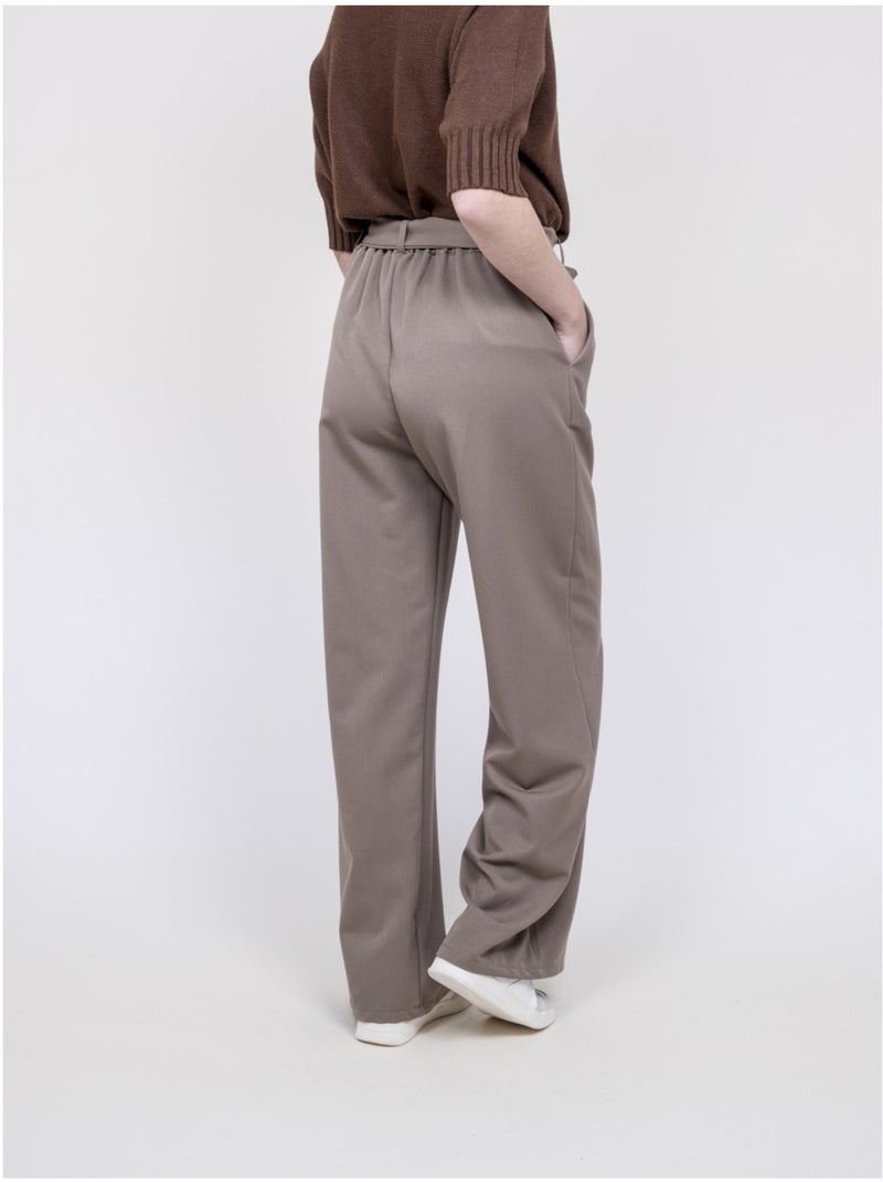 Pantalone a vita alta EDERINA Beige - Kiabi
