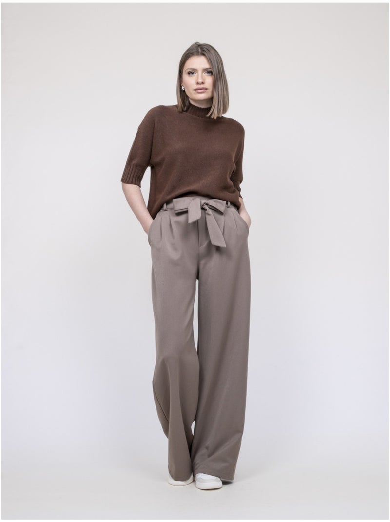 Pantalone a vita alta EDERINA Beige - Kiabi