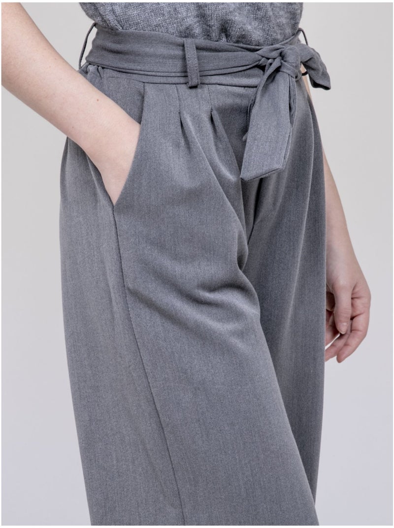 Pantalone a vita alta EDERINA Grigio - Kiabi