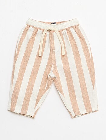 Pantalone a vita alta in cotone e lino