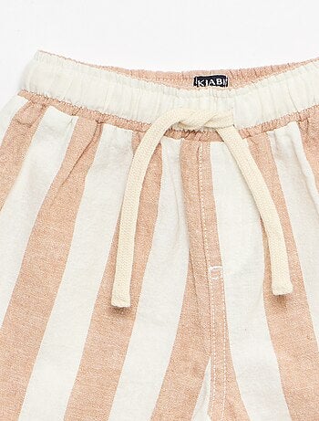 Pantalone a vita alta in cotone e lino