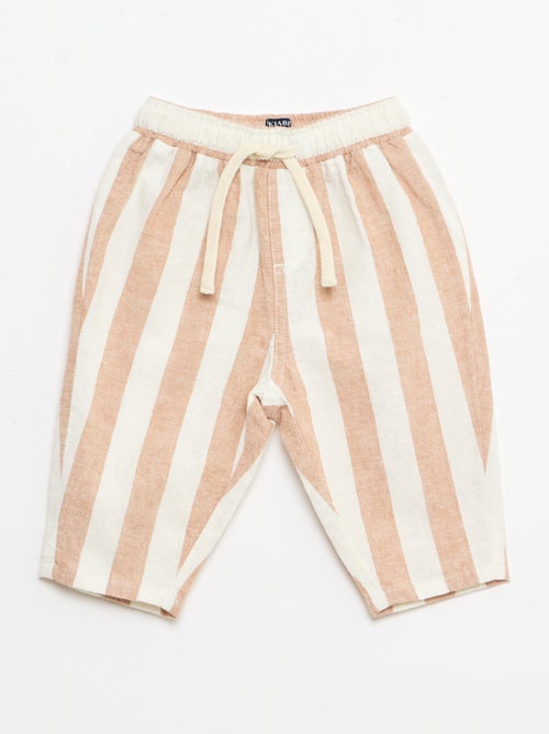 Pantalone a vita alta in cotone e lino - Kiabi