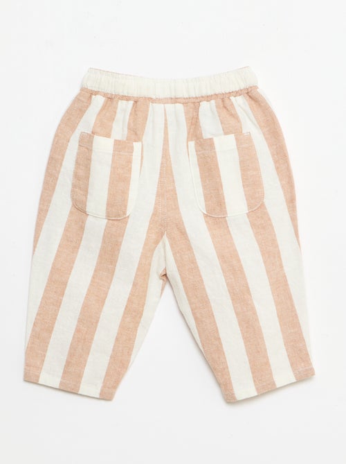 Pantalone a vita alta in cotone e lino - Kiabi