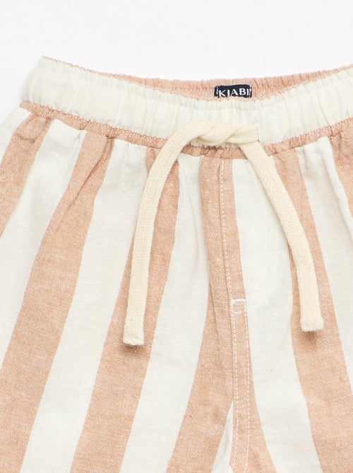Pantalone a vita alta in cotone e lino - Kiabi