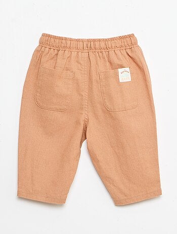 Pantalone a vita alta in cotone e lino