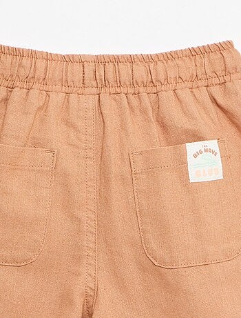 Pantalone a vita alta in cotone e lino