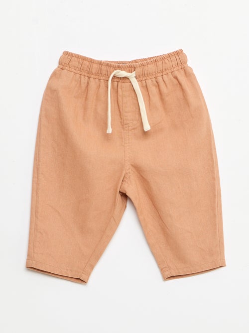 Pantalone a vita alta in cotone e lino - Kiabi