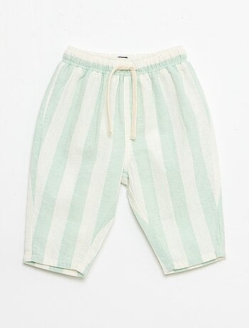 Pantalone a vita alta in cotone e lino