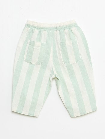 Pantalone a vita alta in cotone e lino