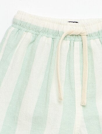 Pantalone a vita alta in cotone e lino