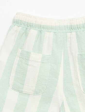 Pantalone a vita alta in cotone e lino