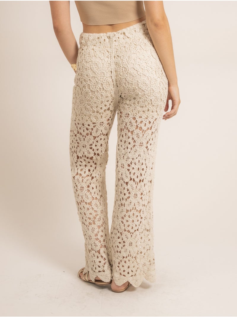 Pantalone all'uncinetto ELASMA Beige - Kiabi
