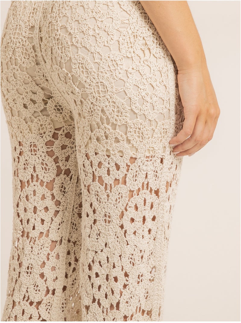 Pantalone all'uncinetto ELASMA Beige - Kiabi