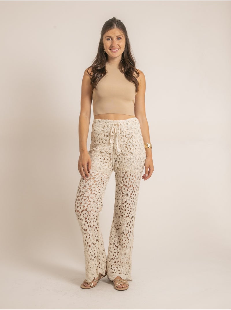 Pantalone all'uncinetto ELASMA Beige - Kiabi