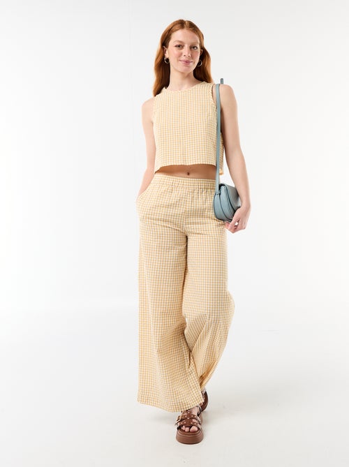 Pantalone ampio a fantasia Vichy - Kiabi