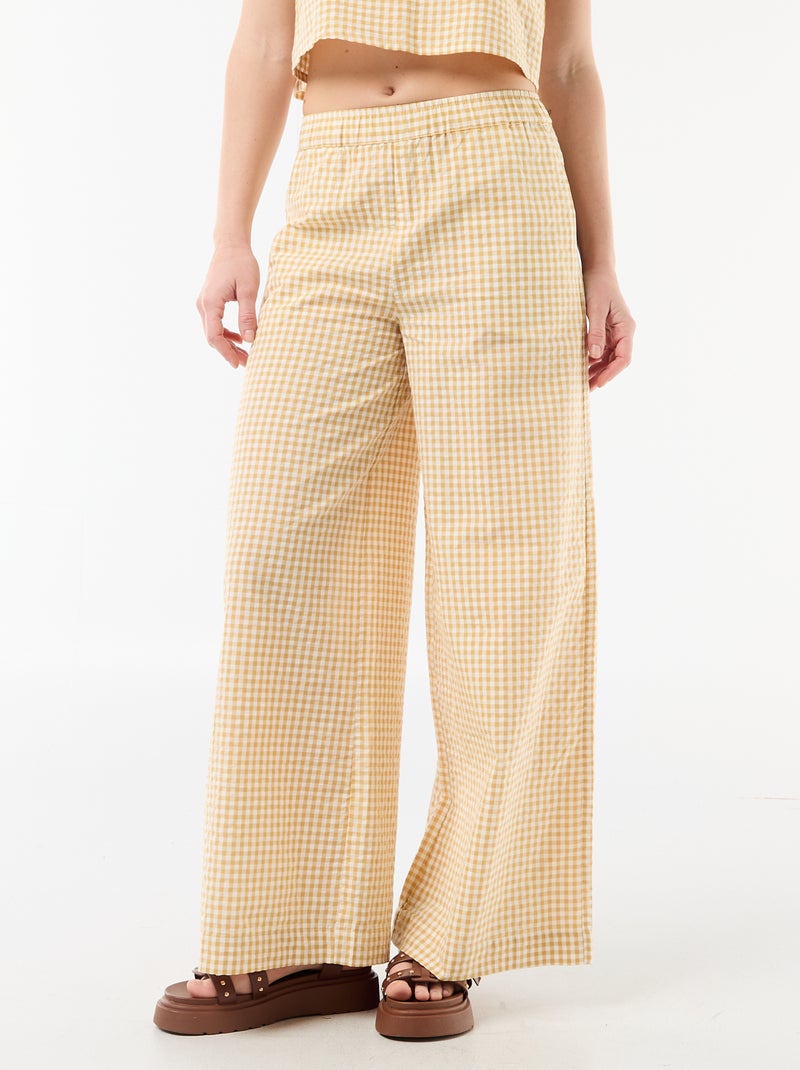 Pantalone ampio a fantasia Vichy Beige - Kiabi