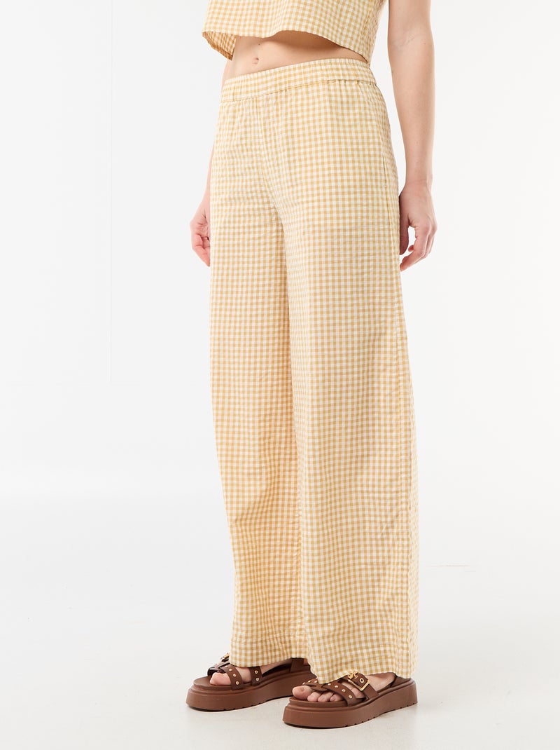 Pantalone ampio a fantasia Vichy Beige - Kiabi