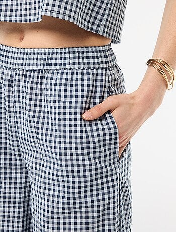 Pantalone ampio a fantasia Vichy