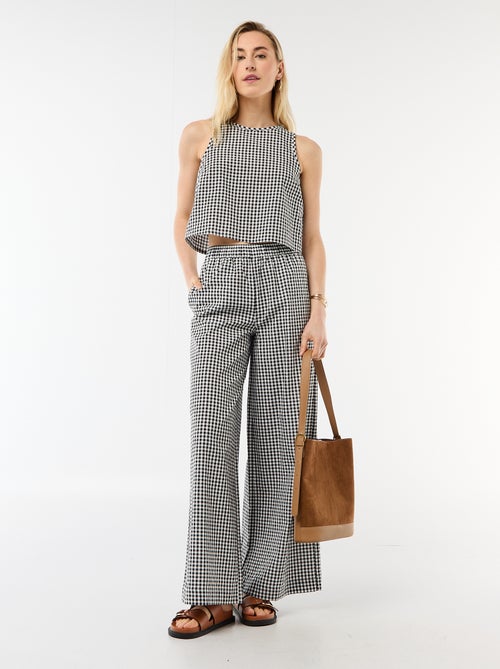 Pantalone ampio a fantasia Vichy - Kiabi