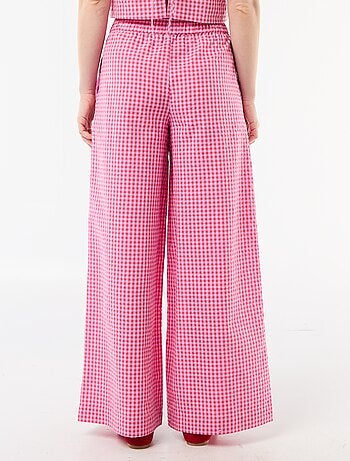 Pantalone ampio a fantasia Vichy