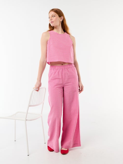 Pantalone ampio a fantasia Vichy - Kiabi