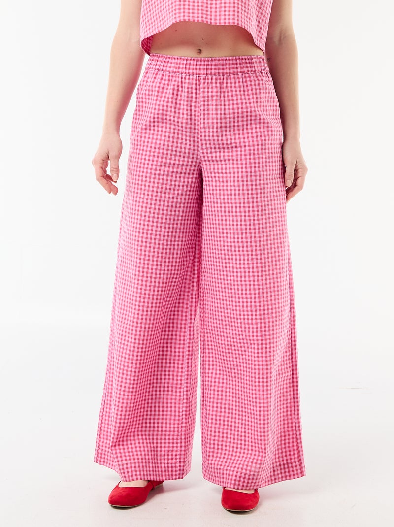 Pantalone ampio a fantasia Vichy Rosa - Kiabi