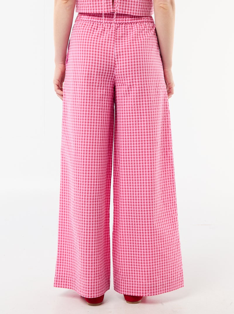 Pantalone ampio a fantasia Vichy Rosa - Kiabi