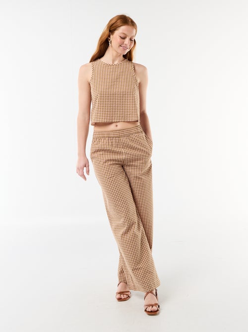 Pantalone ampio a fantasia Vichy - Kiabi