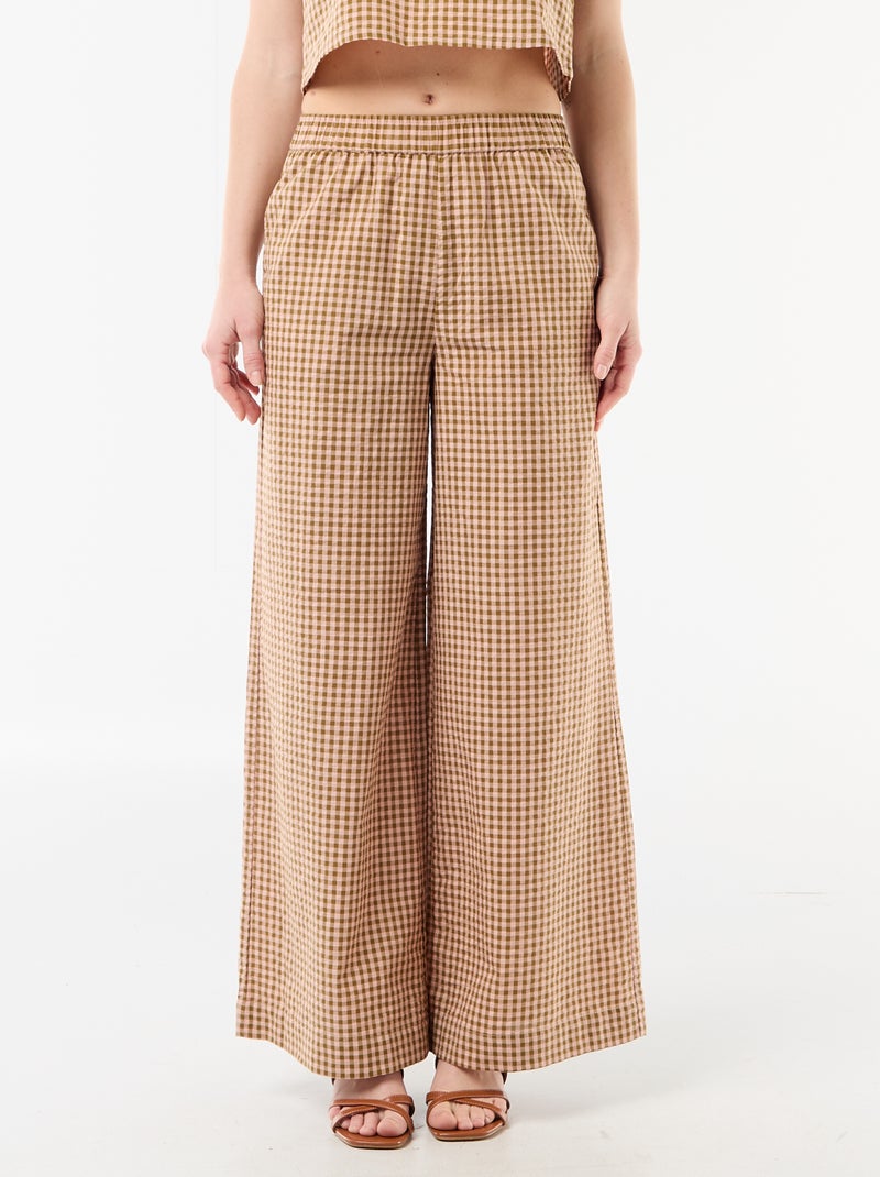 Pantalone ampio a fantasia Vichy Rosa - Kiabi
