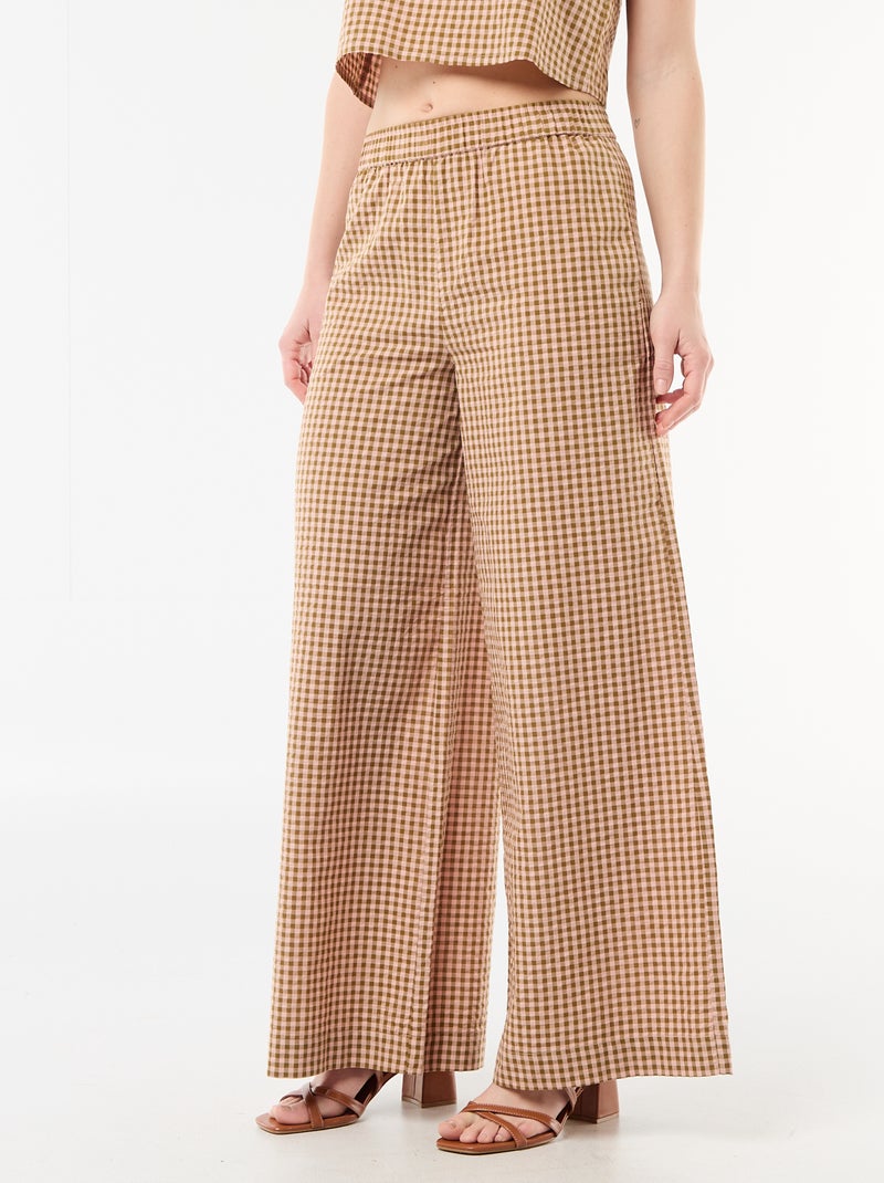 Pantalone ampio a fantasia Vichy Rosa - Kiabi