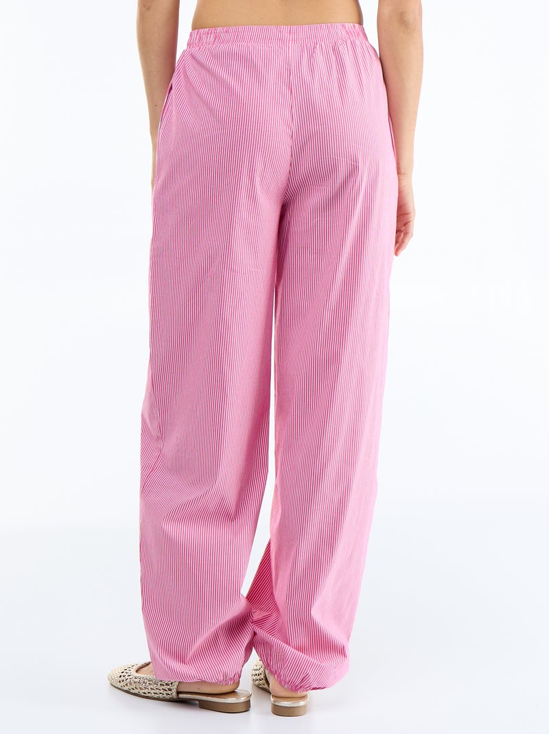 Pantalone ampio a righe a palloncino Rosa - Kiabi