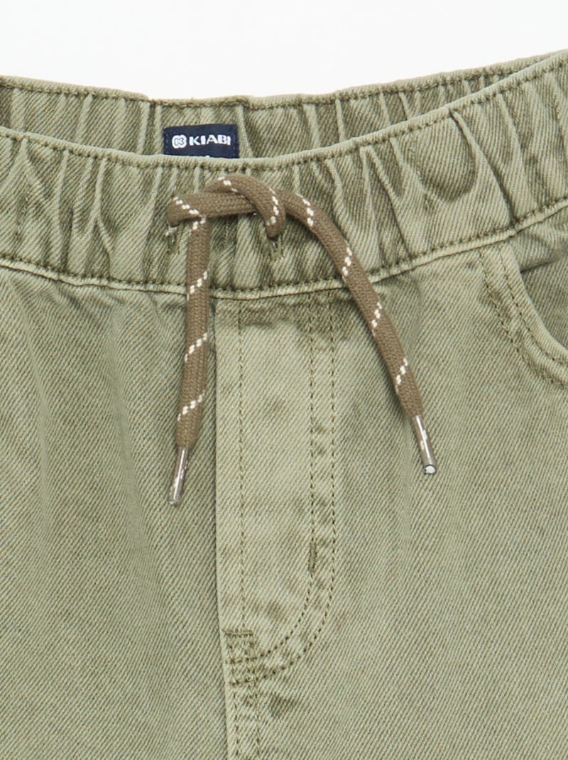 Pantalone ampio a tinta unita Kaki - Kiabi