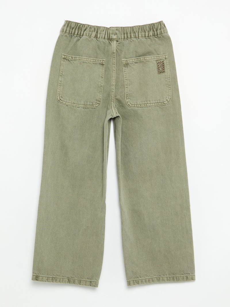 Pantalone ampio a tinta unita Kaki - Kiabi