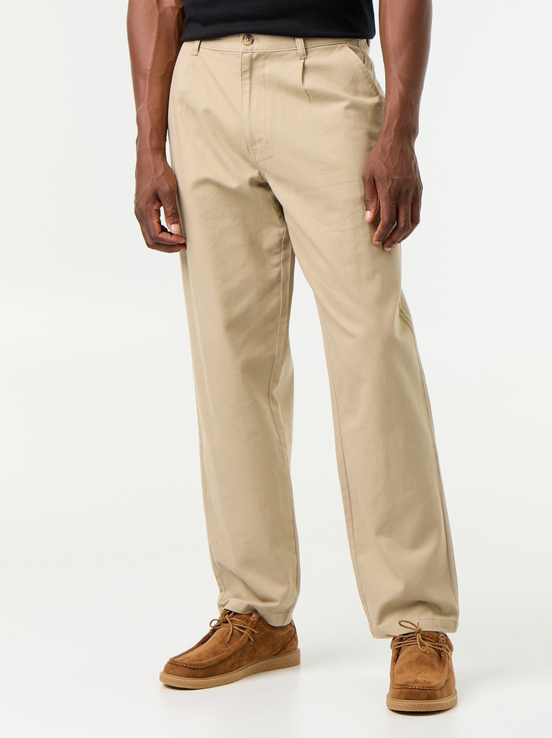 Pantalone ampio a tinta unita, vestibilità rilassata Beige - Kiabi