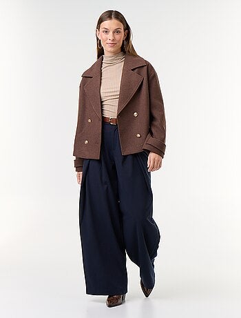 Pantalone ampio a vita alta con pinces