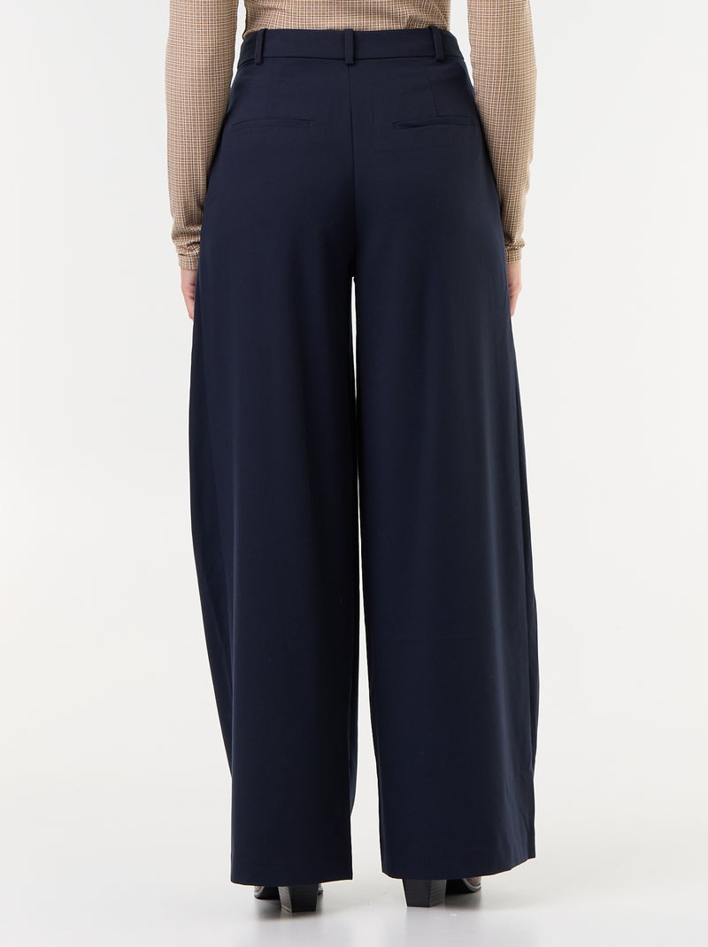 Pantalone ampio a vita alta con pinces Blu - Kiabi