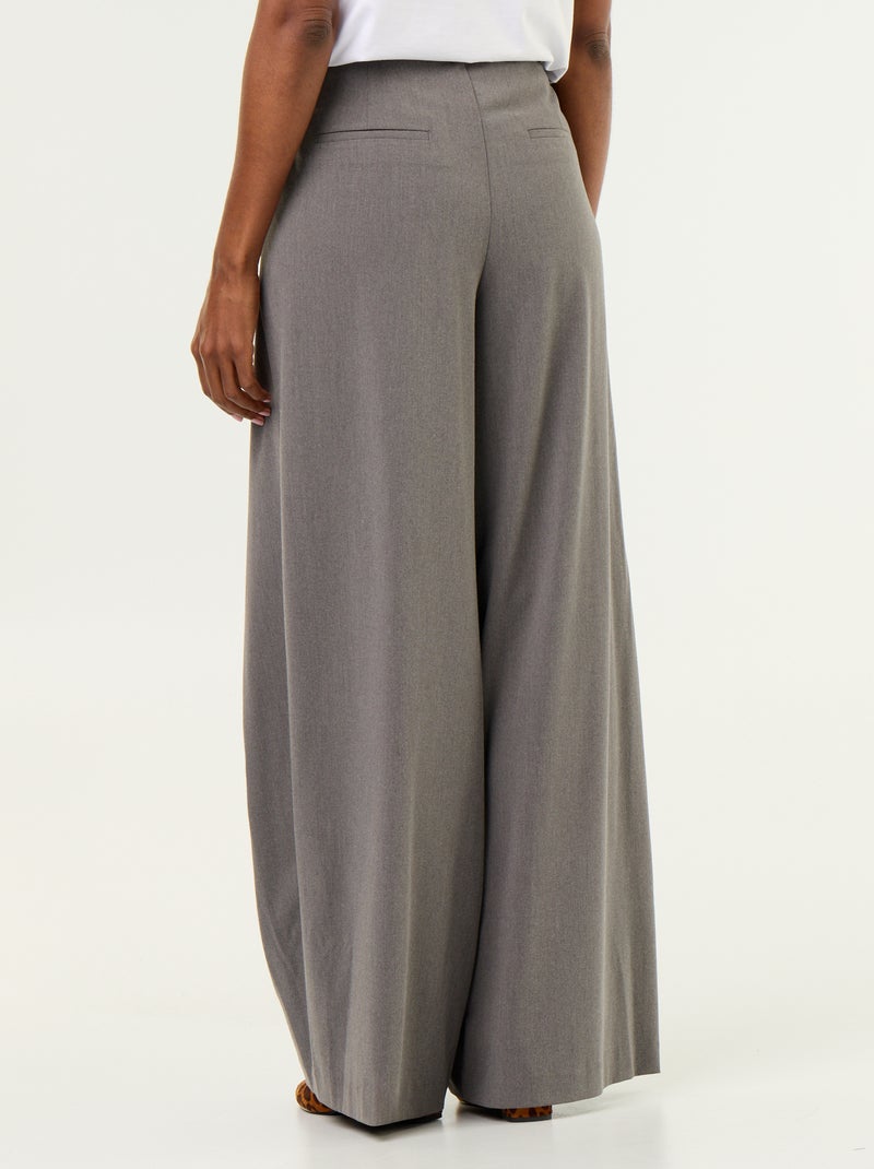 Pantalone ampio a vita alta con pinces Grigio - Kiabi