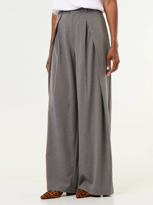 Pantalone ampio a vita alta con pinces - Kiabi