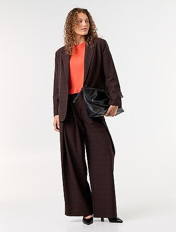 Pantalone ampio a vita alta con pinces
