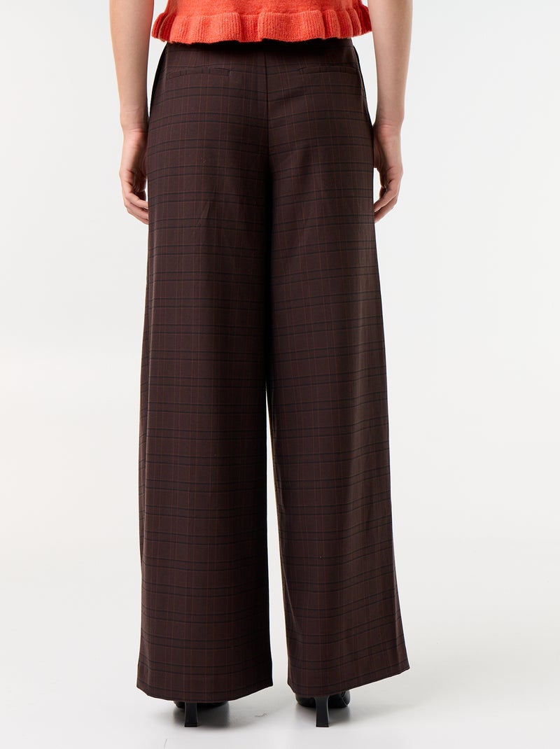 Pantalone ampio a vita alta con pinces Marrone - Kiabi