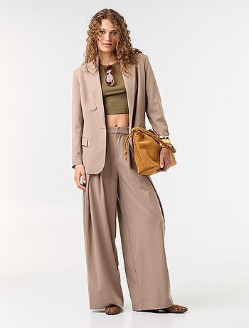 Pantalone ampio a vita alta con pinces