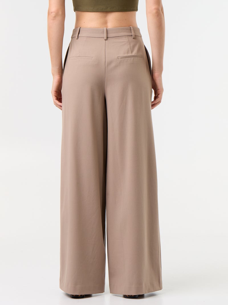 Pantalone ampio a vita alta con pinces Marrone - Kiabi