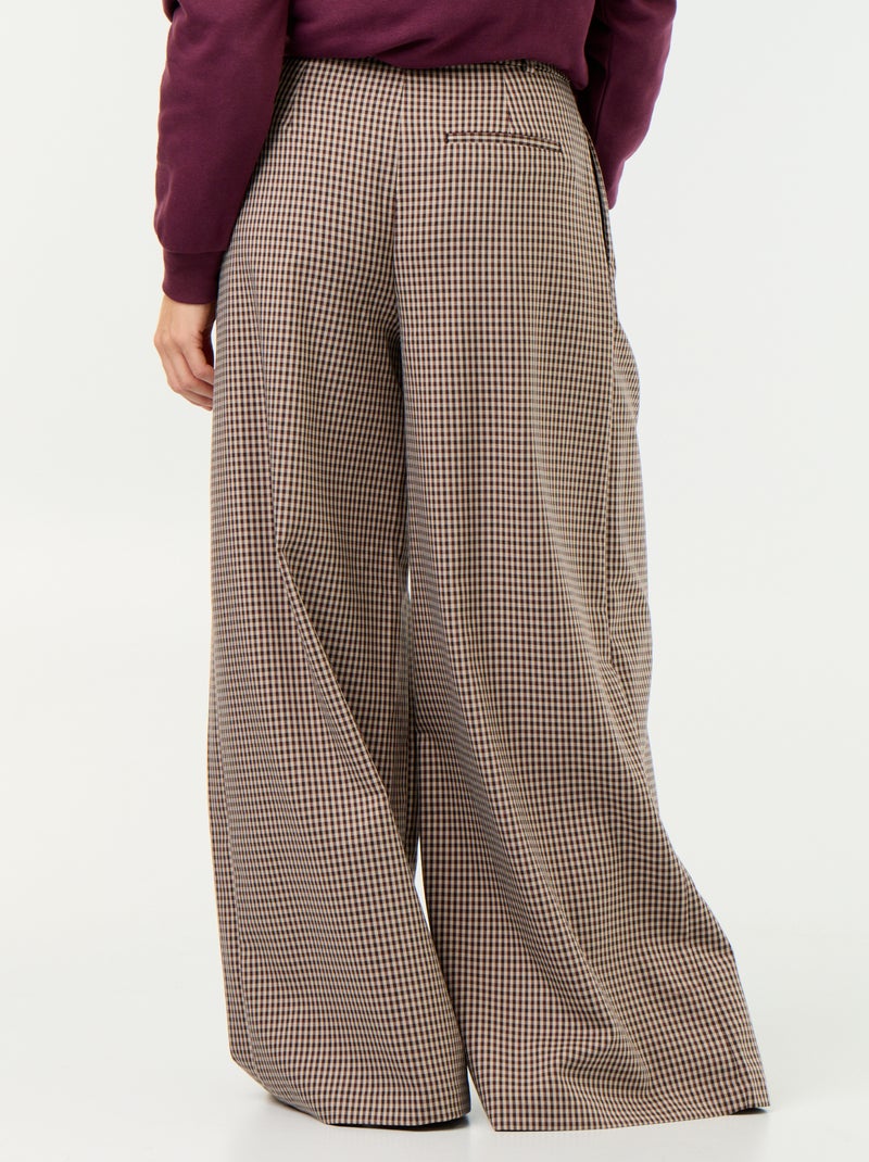 Pantalone ampio a vita alta Marrone - Kiabi