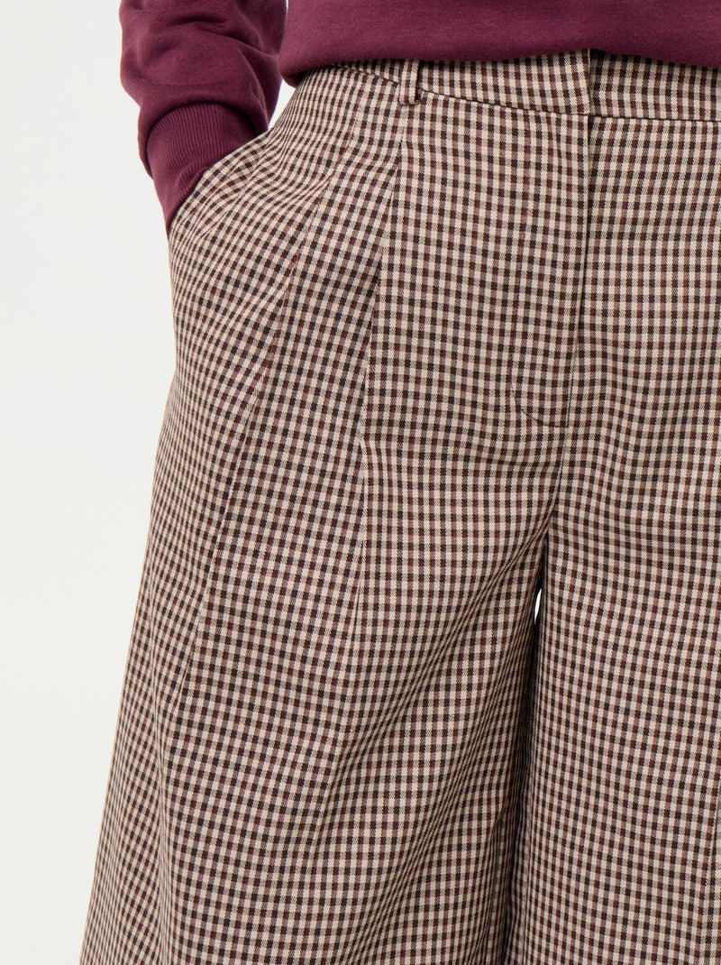 Pantalone ampio a vita alta Marrone - Kiabi